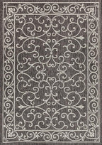 JONATHAN Y Vintage Filigree Indoor Outdoor Area Rug 10X14 Black/Gray, Charleston Textured Weave for Backyard, Patio, Porch, Easy-Cleaning, High Traffic, Pet-Friendly, Non-Shedding (SMB106G-14)