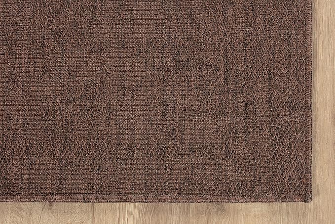 CAMILSON Easy Jute Rug 10x14, Indoor Outdoor Brown Color Fiber Area Rugs for Living Room Patio and Kitchen Rug, Solid Boho Woven Design, Easy-Cleaning, Washable Outside Carpet Alfombras (10 x 14)