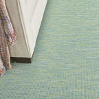 Nourison Positano Indoor/Outdoor Blue/Green 7' x 10' Area Rug, Easy Cleaning, Non Shedding, Bed Room, Living Room, Dining Room, Backyard, Deck, Patio (7x10)