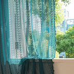 Sutuo Home Boho Curtains 108 inches Long for Bedroom Living Room Patio Doorway, Crochet Lace Sheer Bohemian with Tassels,Window Treatment Drapes, Single 1 Panel 59" W x 108" L, Turquoise