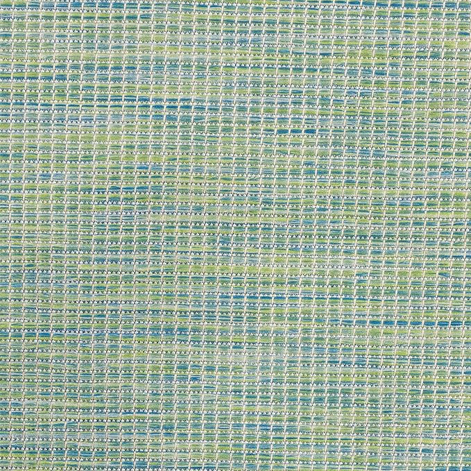 Nourison Positano Indoor/Outdoor Blue/Green 8' x Round Area Rug, Easy Cleaning, Non Shedding, Bed Room, Living Room, Dining Room, Backyard, Deck, Patio (8 Round)