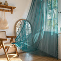 Sutuo Home Boho Curtains 96 inches Long for Bedroom Living Room Nursery Room, Crochet Lace Sheer Bohemian Hollow with Tassels,Window Treatment Drapes, Rod Pocket 1 Panel 59" W x 96" L, Turquoise