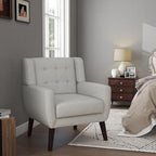 UIXE Accent Chair Modern Upholstered Armchair, Comfy Living Room Arm Chairs Mid Century Single Sofa Reading Side Seat for Bedroom, Home Office - Beige