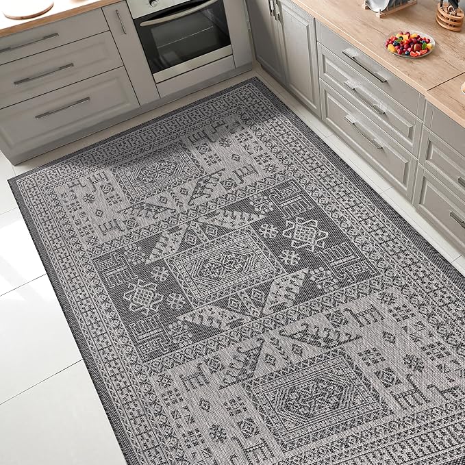 Keen Home Design Terrace Outdoor Area Rug - 4x6 Washable Indoor/Outdoor Rug for Patio, Kitchen, Balcony, Beach, Garden, Deck and Porch, Size: 3'10"x5'7"