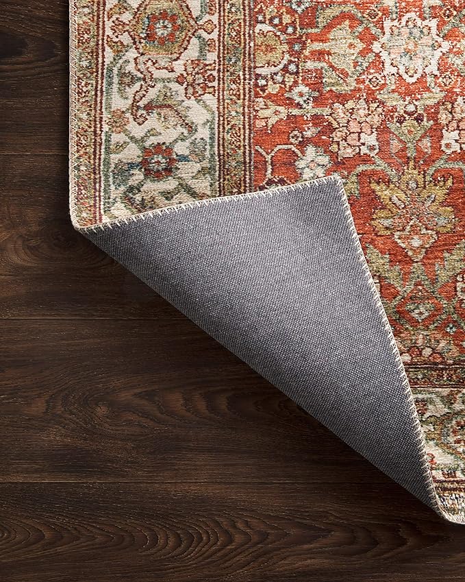 Loloi Layla Collection LAY-05 Ocean/Multi 3'-6" x 5'-6" .13" Thick Accent Rug, Soft, Durable, Vintage Inspired, Distressed, Low Pile, Non-Shedding, Easy Clean, Printed, Living Room Rug