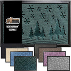 GORILLA GRIP 100% Waterproof All-Season WeatherMax Doormat, US Designed Natural Rubber, Stain and Fade Resistant, Low Profile Indoor Outdoor Door Mats, Easy Clean Patio Mat, 17x29, Green Snowscape