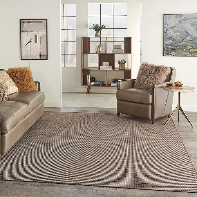 Nourison Positano Indoor-Outdoor Natural 8' x 10' Area Rug, Easy Cleaning, Non Shedding, Bed Room, Living Room, Dining Room, Backyard, Deck, Patio (8x10)