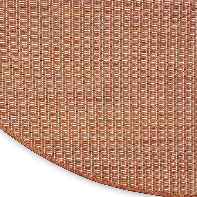 Nourison Positano Indoor/Outdoor Terracotta 6' x Round Area Rug, Easy Cleaning, Non Shedding, Bed Room, Living Room, Dining Room, Backyard, Deck, Patio (6 Round)