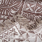 Boho Throw Blanket Twin Size, Soft Cozy Cotton Muslin Quilt Blanket for Bed Decor, Patchwork Block Couch Sofa Chair Cover, Vintage Farmhouse Cottage Tapestry Woven Blanket, Brown&White