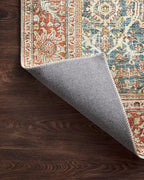 Loloi Layla Collection LAY-04 Ocean/Rust 2'-6" x 12'-0" .13" Thick Runner Rug, Soft, Durable, Vintage Inspired, Distressed, Low Pile, Non-Shedding, Easy Clean, Printed, Living Room Rug