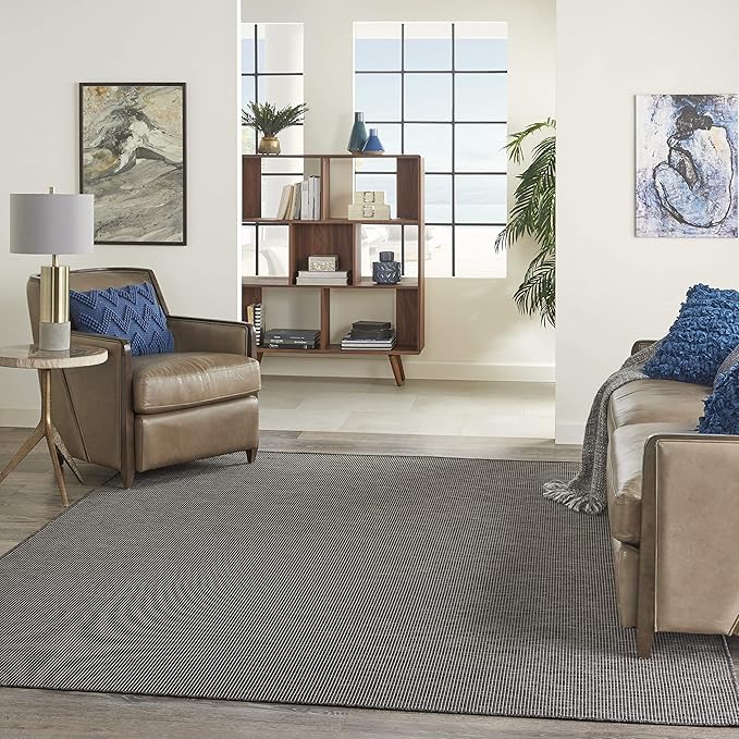 Nourison Home Positano Charcoal 8' x 10' Area Rug, Modern, Solid, Indoor/Outdoor, Easy Cleaning, Non Shedding, Bed Room, Living Room, Deck, Backyard