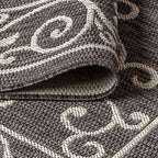 JONATHAN Y Vintage Filigree Indoor Outdoor Area Rug 4X6 Black/Gray, Charleston Textured Weave for Backyard, Patio, Porch, Easy-Cleaning, High Traffic, Pet-Friendly, Non-Shedding (SMB106G-4)