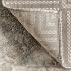 nuLOOM 2' x 8' Outdoor Area Rug, Casual Design with Striped Border, Stain Resistant, Highly Durable, for Patio, Balcony, Bedroom, Living Room, Dining Room, Bathroom, Light Grey