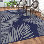 GENIMO Outdoor Rug 5' x 8' Waterproof for Patios Clearance, Reversible Outdoor Plastic Straw Camping Rug Carpet, Large Area Rugs Mats for RV, Picnic, Backyard, Deck, Balcony, Porch, Beach, Blue&Grey