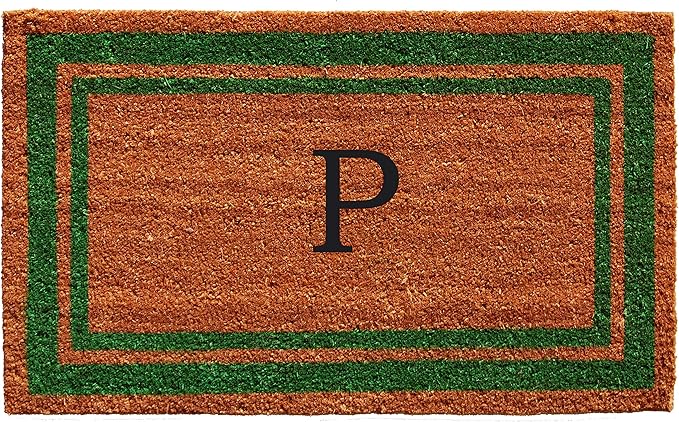 Calloway Mills Green Border 24" x 36" Monogram Doormat (Letter P)