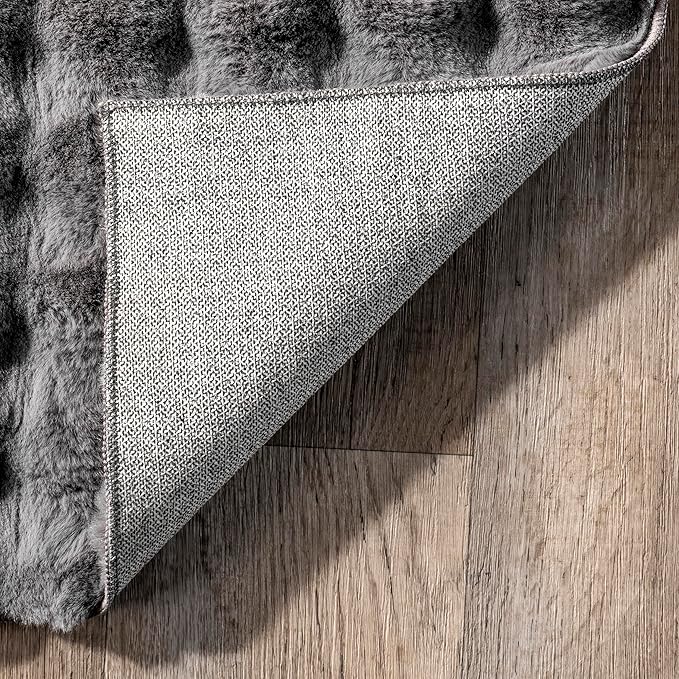 nuLOOM 7'6' x 9'6' Cozy Plush Area Rug, Machine Washable, Non-Slip, Soft Fluffy Shag Carpet for Living Room Bedroom Kids Room Nursery Home Decor, Jeni Grey