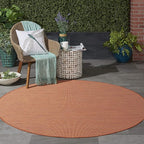 Nourison Positano Indoor/Outdoor Terracotta 6' x Round Area Rug, Easy Cleaning, Non Shedding, Bed Room, Living Room, Dining Room, Backyard, Deck, Patio (6 Round)