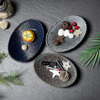 Oval Ceramic Decorative Bowl, Key Dish for Entryway Table, Small Home Decor Accent, Trinket Tray for Office Home Decor Gift (10'' Snowflake Gray without Glaze Layer)
