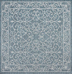 JONATHAN Y Vintage Filigree Indoor Outdoor Square Area Rug 8X8 Teal/Gray, Charleston Textured Weave for Backyard, Patio, Porch, Easy-Cleaning, High Traffic, Pet-Friendly, Non-Shedding (SMB106F-8SQ)