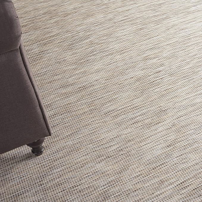 Nourison Positano Indoor-Outdoor Beige 4' x 6' Area Rug, Easy Cleaning, Non Shedding, Bed Room, Living Room, Dining Room, Backyard, Deck, Patio (4x6)