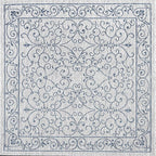JONATHAN Y Vintage Filigree Indoor Outdoor Square Area Rug 6X6 Gray/Navy, Charleston Textured Weave for Backyard, Patio, Porch, Easy-Cleaning, High Traffic, Pet-Friendly, Non-Shedding (SMB106C-6SQ)